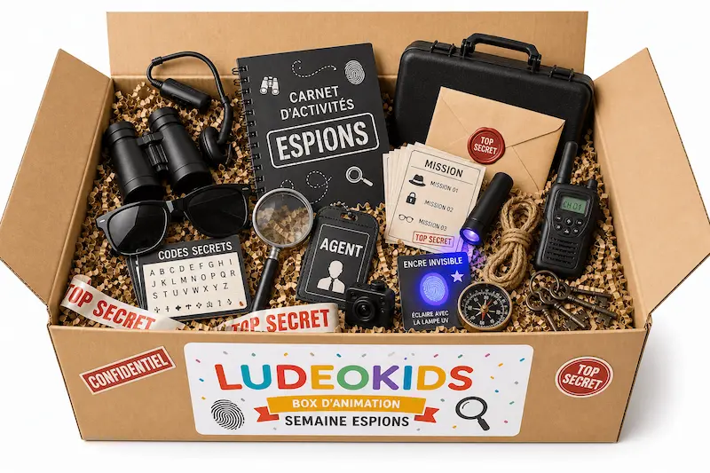 Box animation pour enfants Mission Espions — enquêtes et codes secrets