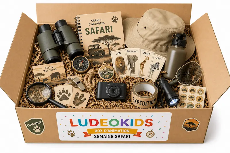 Box animation pour enfants Safari Aventure — expédition savane